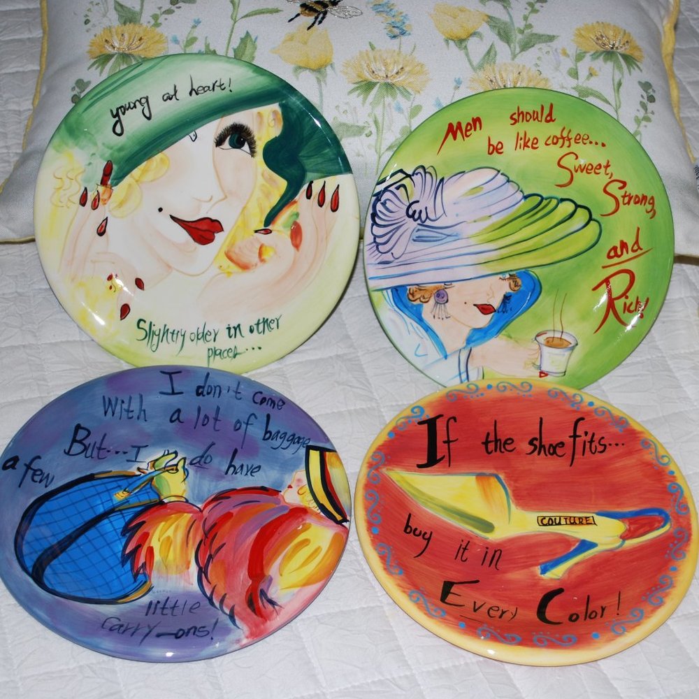 🌟Rare find! Ambiance Collection/ Full set "Ladies With Attitude" desert plates